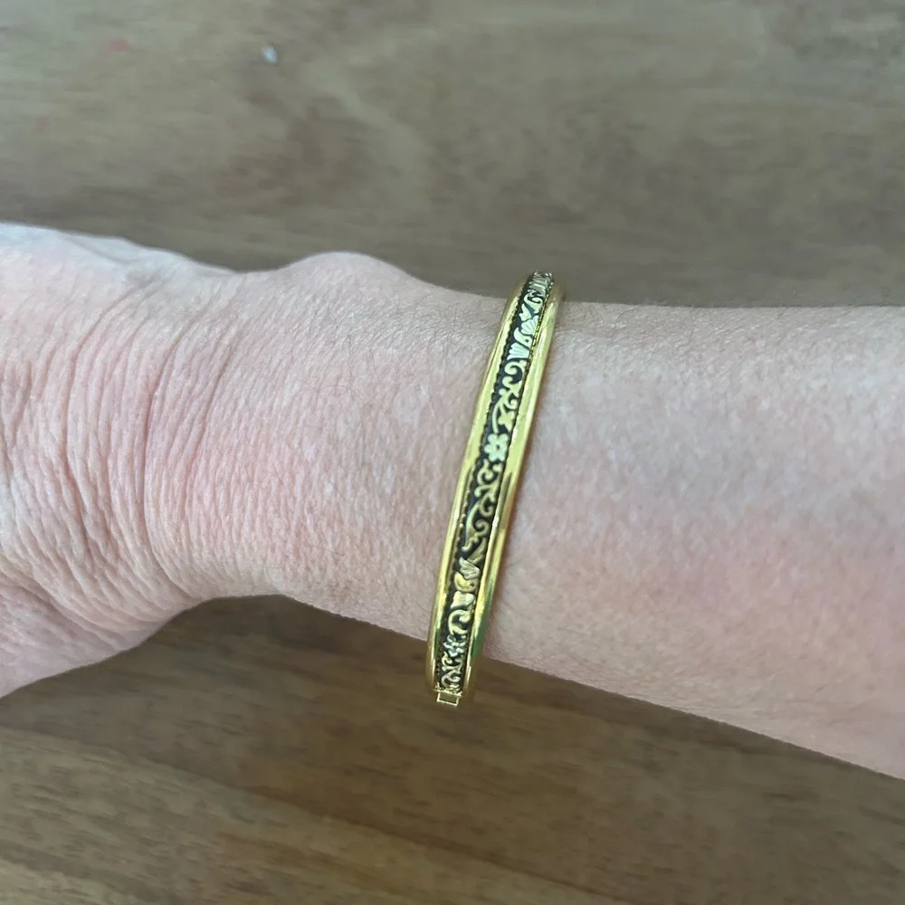 Damascene Toledo Gold Tone Bracelet and Ring Set - Picture 5 of 5